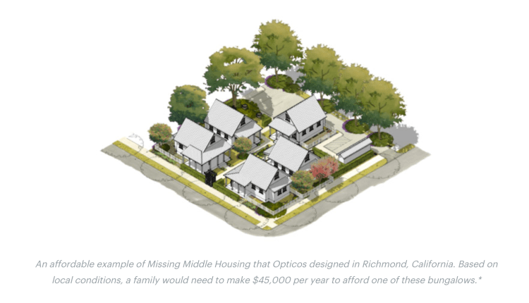 A concept art of a tiny home village.
